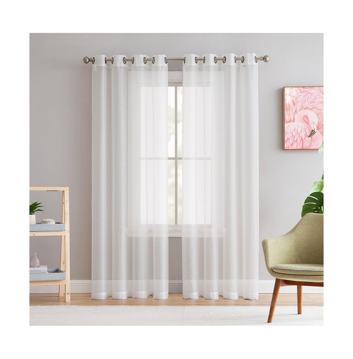 Hlc.me 2 Piece Semi Sheer Voile Window Curtain Drapes Grommet Panels for Bedroom