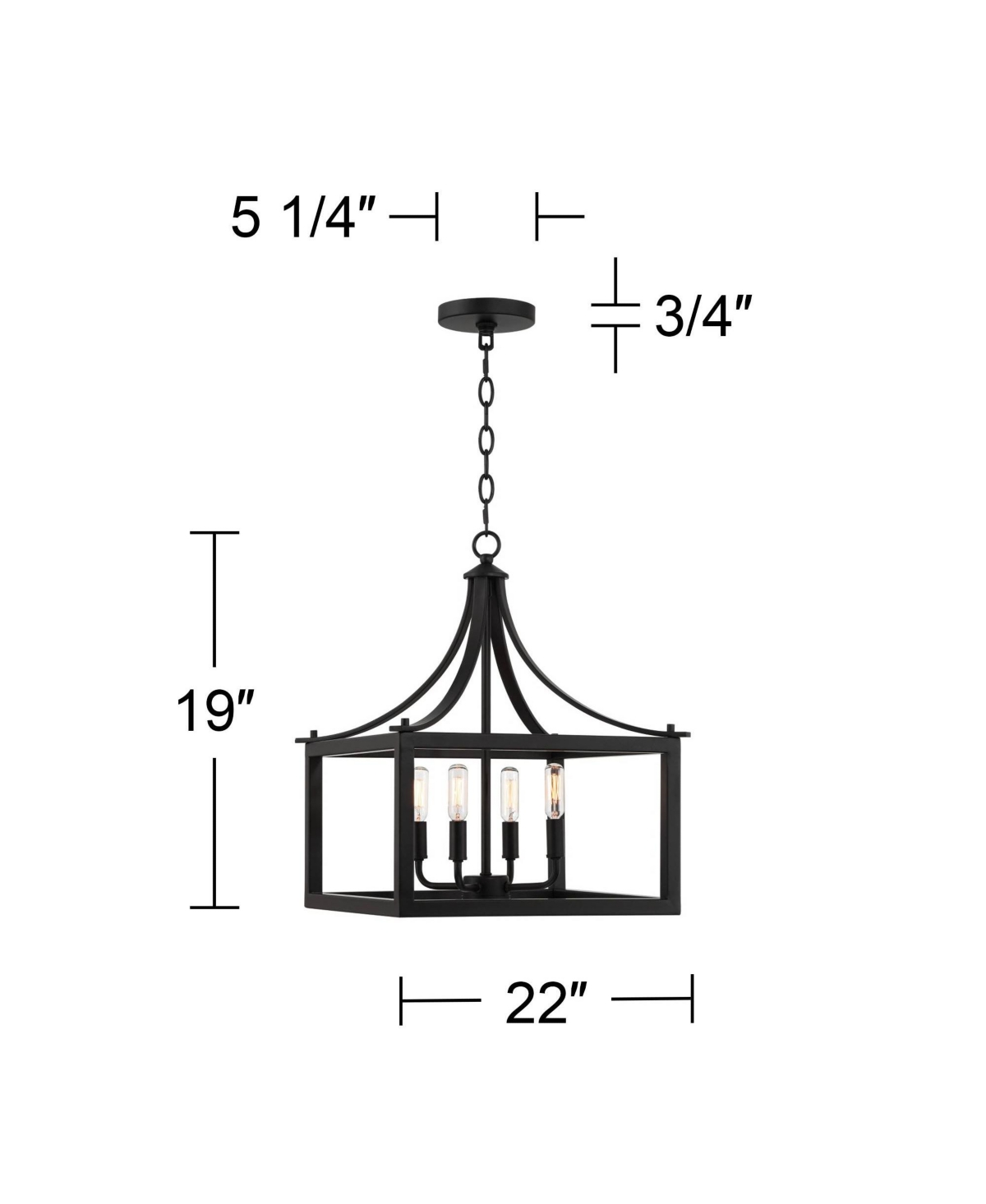Possini Euro Design Delfina MattePendant Chandelier Wide Modern Open Square Metal Cage 4-Light Fixture for Dining Room House Foyer Kitchen