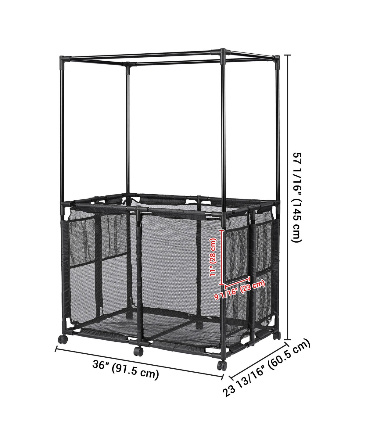 Yescom Metal Frame 6 Wheels Rolling Double Decker Mesh Pool Storage Bin Large Outdoor Pool Floats Storage Organizer with Towel Drying Bars, Upgrade St