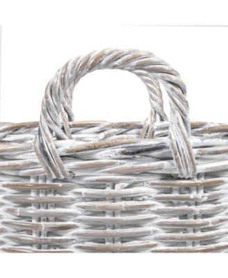 Arbour Rustic Hand-Woven Rattan Nesting Baskets with Wheels and Handles Set of 2