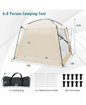 Screen Dome Camping Tent for 6-8 People with 4-Side Mesh Walls Carrying Bag