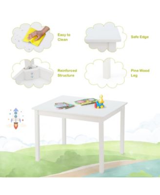 Kids 5 Pieces Table and Chair Set Wooden Children Activity Playroom Furniture Gift