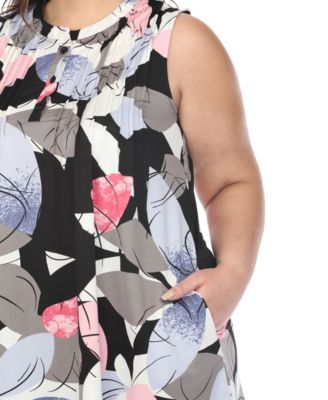 Plus Size Pleated Front Sleeveless Tunic Top