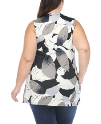 Plus Size Pleated Front Sleeveless Tunic Top