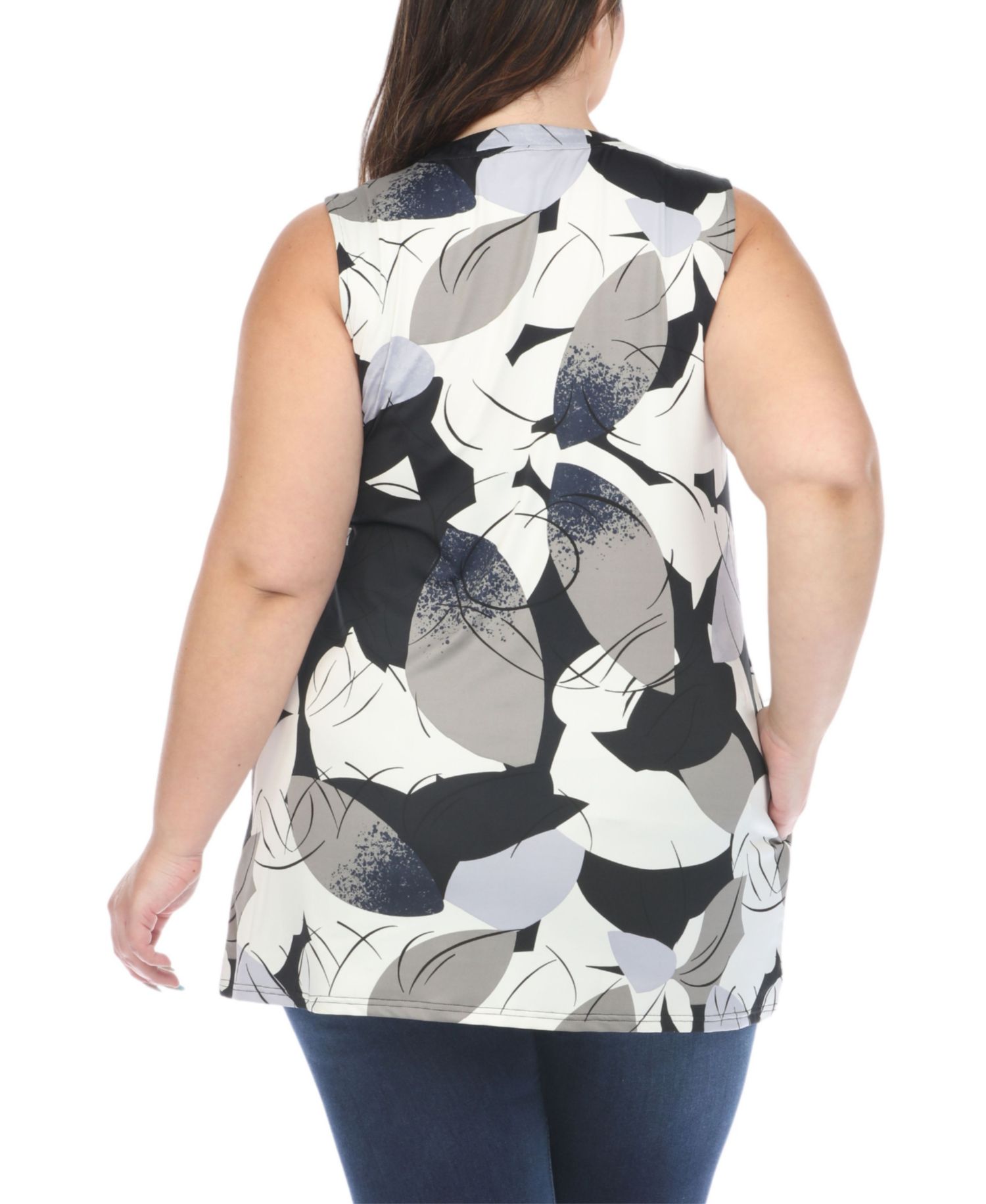 Plus Size Pleated Front Sleeveless Tunic Top