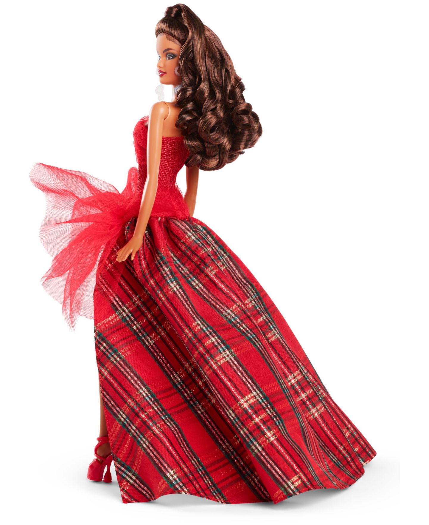 Детская кукла Barbie Signature 2024 Holiday Fashion Doll, Seasonal Collector Gift, Light Brown Hair with Plaid Gown — фото 4