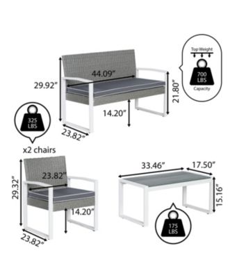 Wilder 4-Piece Modern Coastal Faux Wicker Conversation Outdoor Patio Set