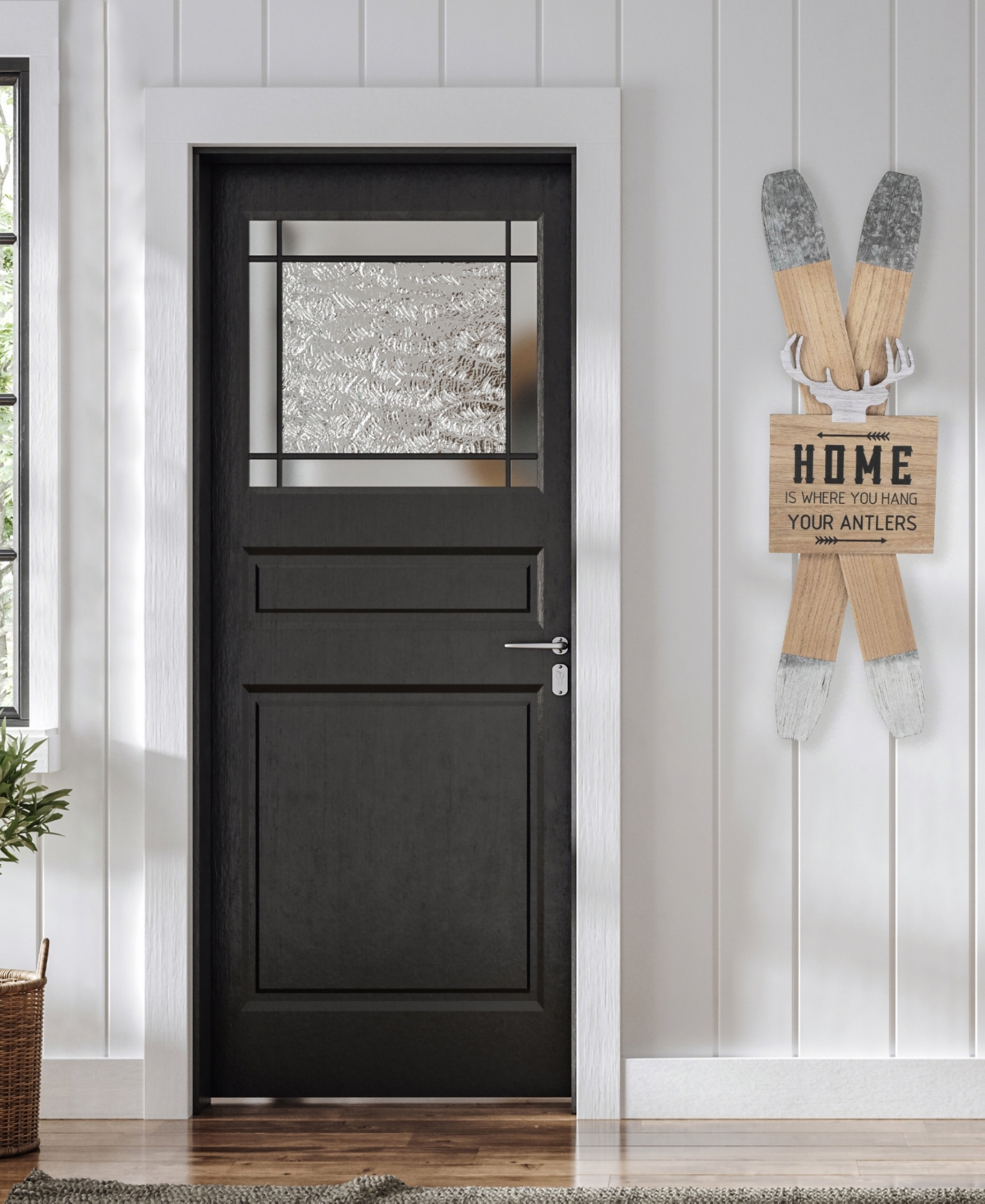 Northlight Wooden "home Is Where You Hang Your Antlers" Ski's In Brown