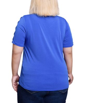 Plus Size Short Sleeve Quarter Zip Top