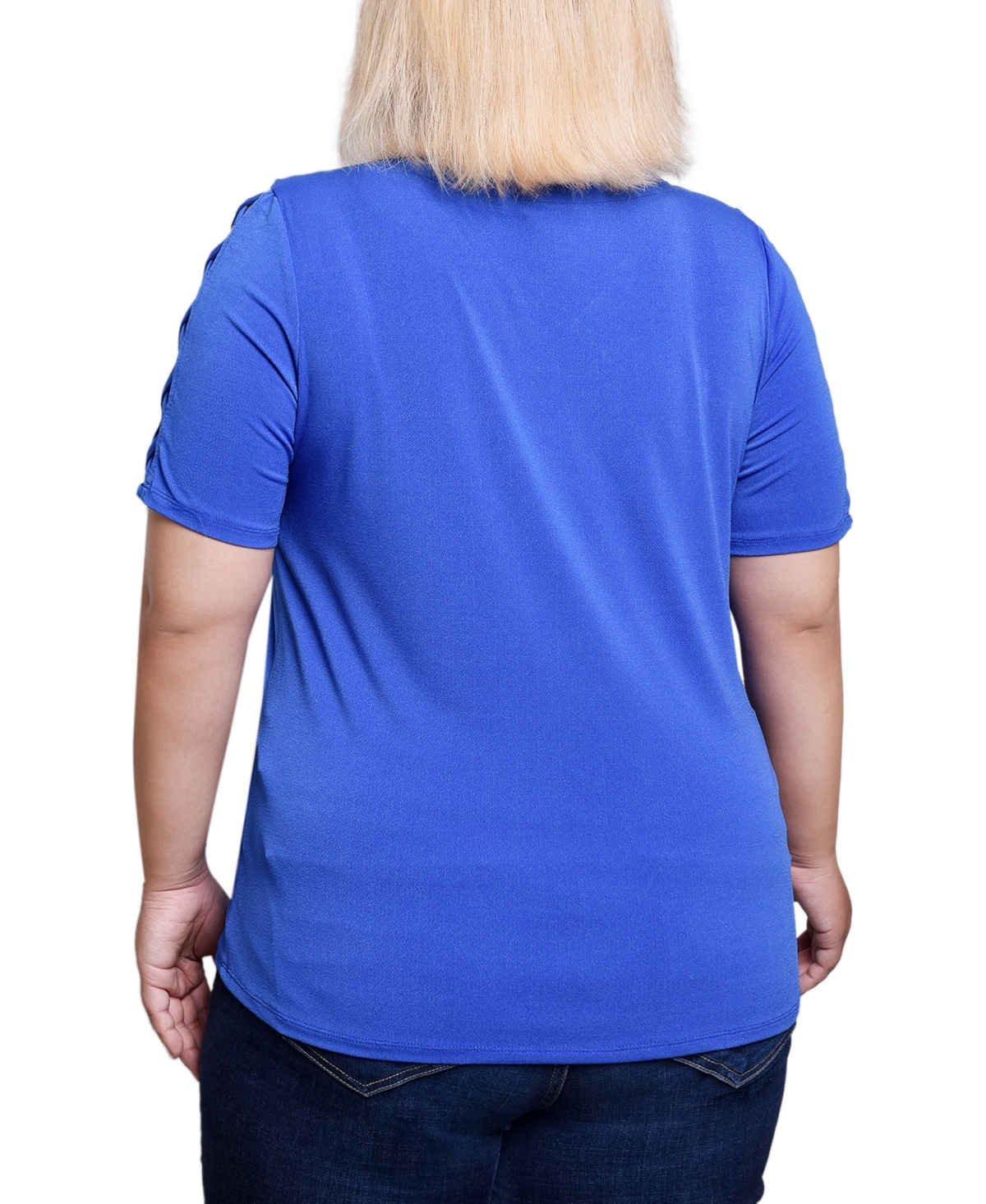 Ny Collection Plus Size Short Sleeve Quarter Zip Top