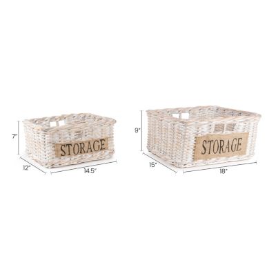 Reed Hand-Woven Rattan Nesting Baskets with Handles Set of 2