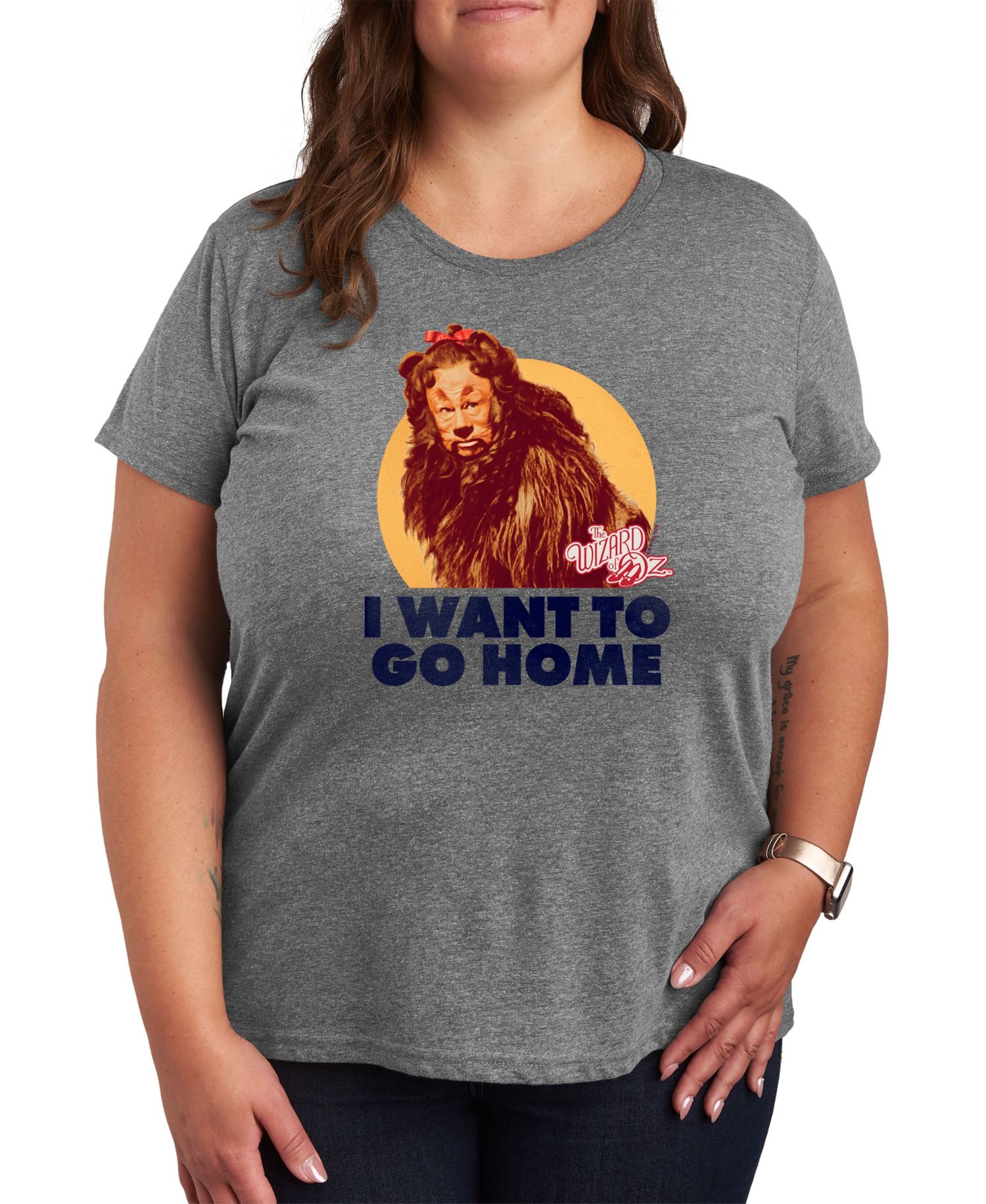 Trendy Wizard of Oz Lion Plus Size Graphic T-shirt