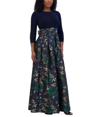 Jessica Howard Petite Floral-Skirt Tie-Waist Evening Gown Macy's