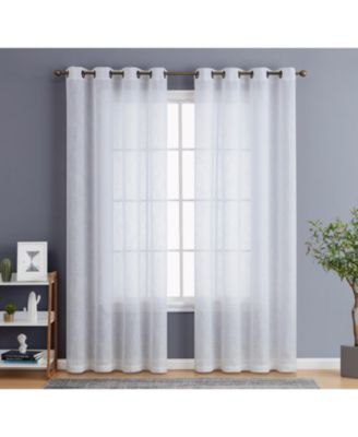 Abbey Faux Linen Textured Semi Sheer Privacy Sun Light Filtering Transparent Window Grommet Long Thick Curtains Drapery Panels for Bedroom & Living Room, 2 Panels
