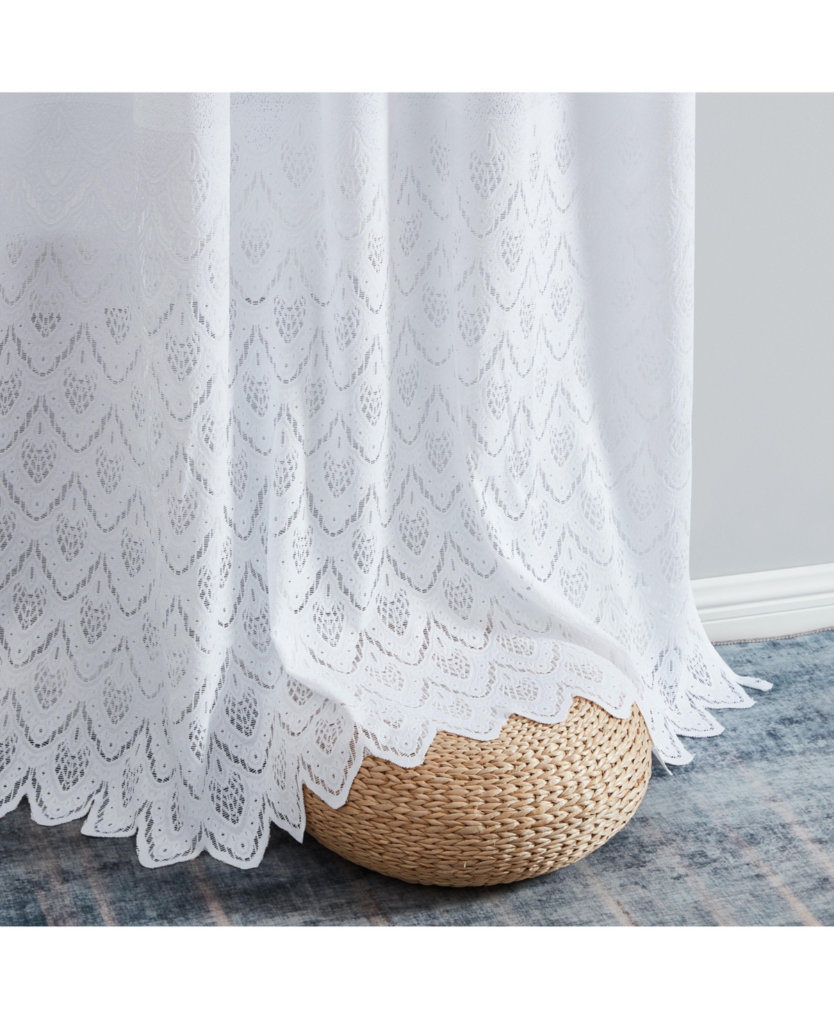 Hlc.me Monaco Premium Soft Decorative Ombre Lace Semi Sheer Light Filtering Rod Pocket Window Treatment Curtain Drapery Panels for Bedroom & Living Ro