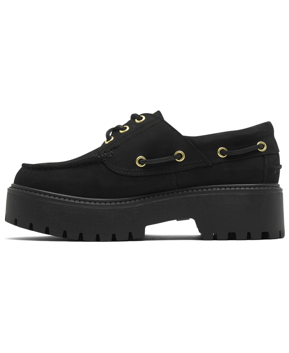Timberland Women's Stone Street 3-Eye Premium Leather Platform Boat Shoes from Finish Line