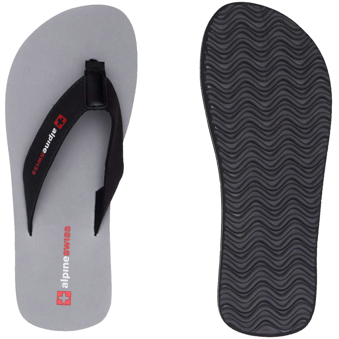 Мужские сандалии Alpine Swiss Flip Flops Lightweight Thong Sandals Beach Slides EVA Sole for Comfort Durable Flip Flops for Men Casual Wear Pool Outdoor Sandal, цвет: Серый — фото 4