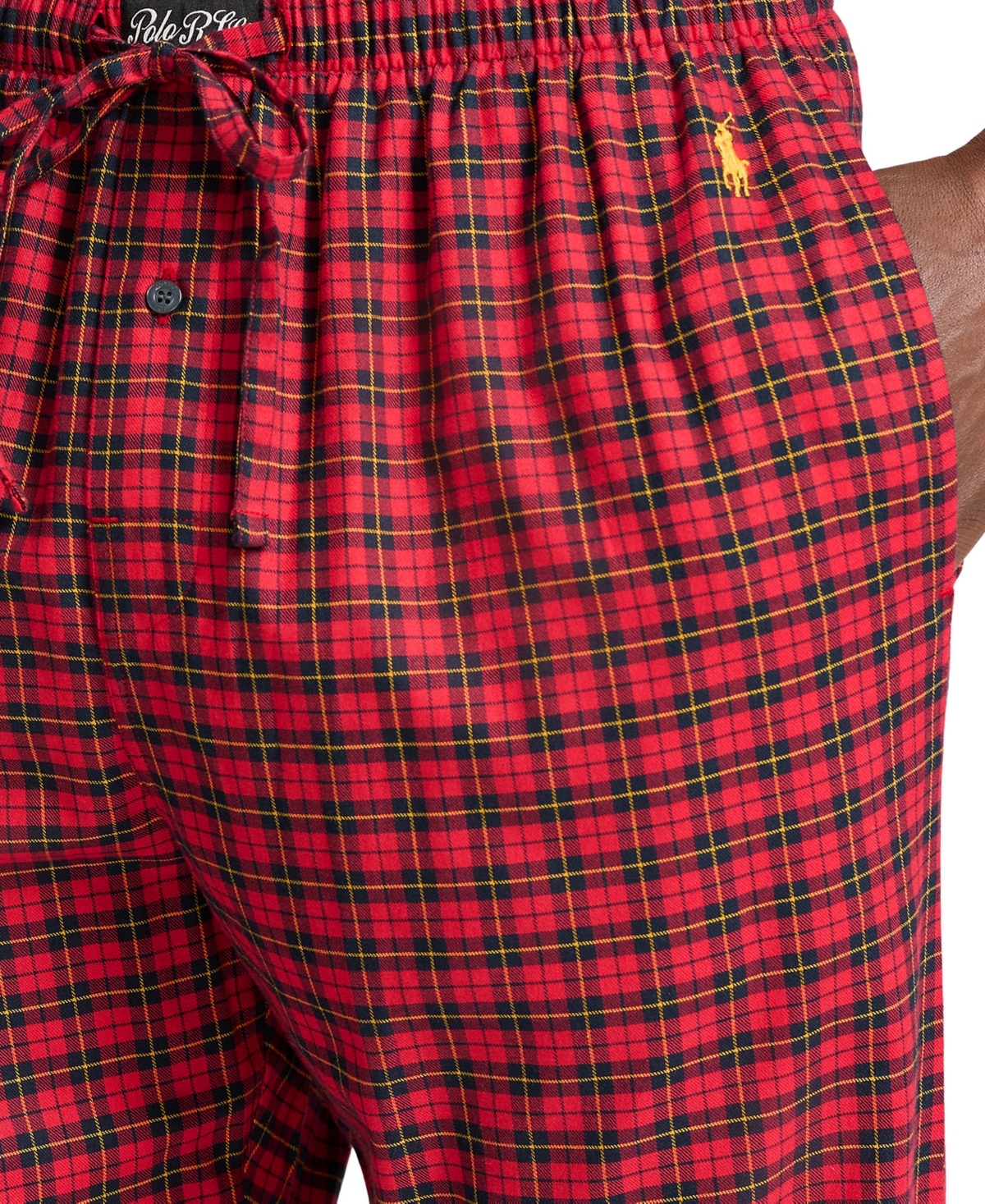 Polo Ralph Lauren Men's 2-Pc. Plaid Flannel Pajamas Set -GOLD BUGLE POLO PLAYER