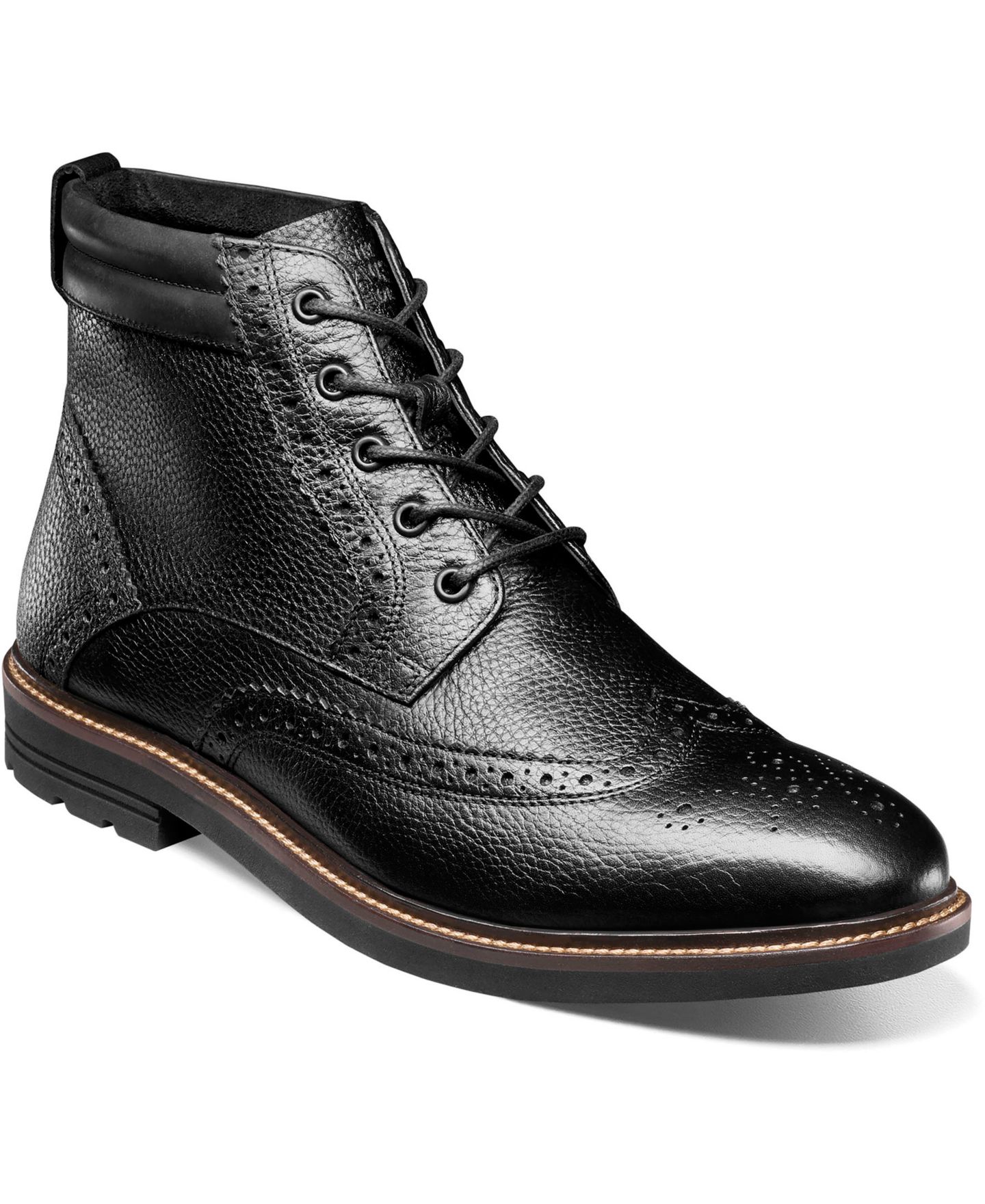 Мужские ботинки Nunn Bush Odell II Wingtip Boot, цвет: Чёрный — фото 1