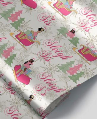 Black Paper Party White Sleigh Sis Gift Wrap - Macy's