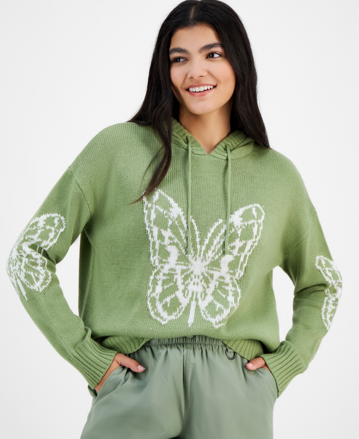 Juniors' Novelty Hoodie Sweater - Green