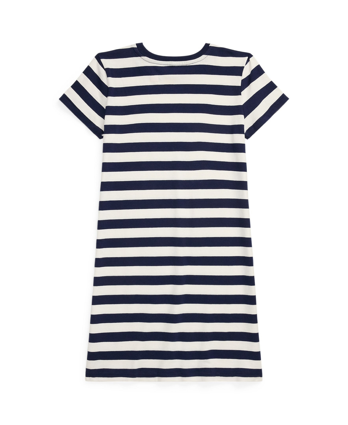 Polo Ralph Lauren Big Girls Striped Cotton Jersey Tee Dress -DECKWASH WHITE