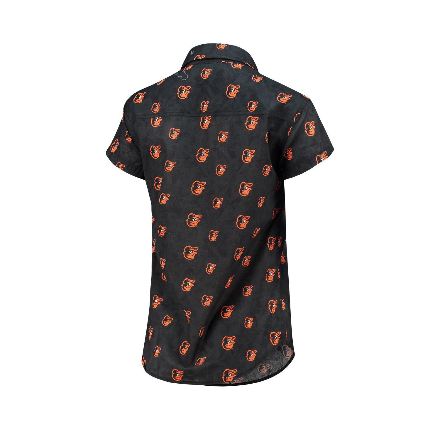 Women's Orange Baltimore Orioles Floral Button Up Shirt