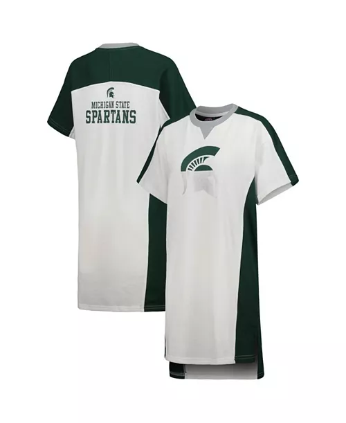 women's white michigan state spartans home run t-shirt dress