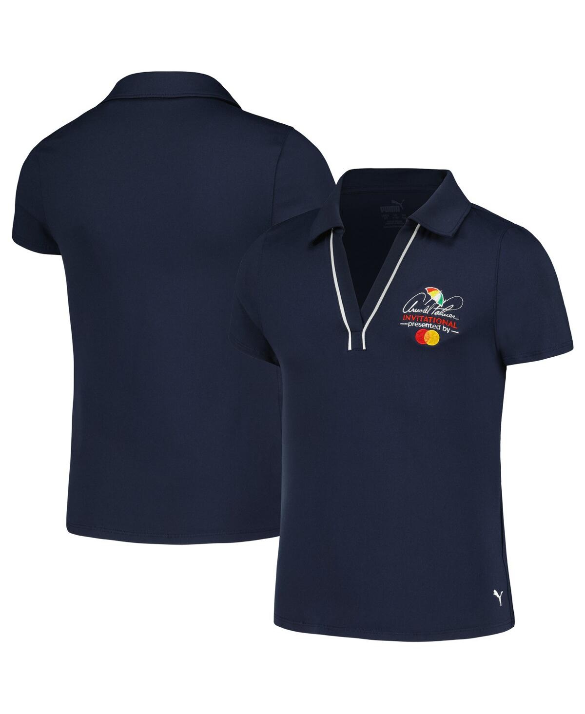 Puma Big Boys And Girls Navy Arnold Palmer Invitational Piped Cloudspun V-neck Polo In Navy