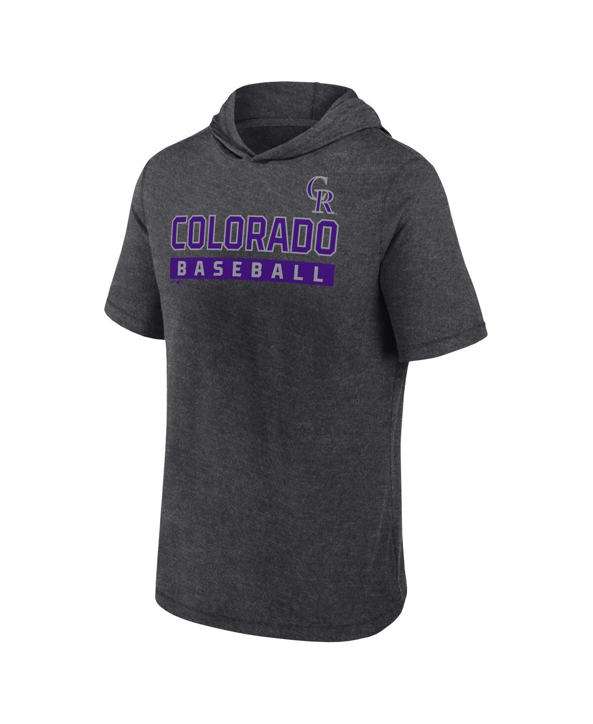 Fanatics Men'sColorado Rockies Push Short Sleeve Pullover Hoodie - Heather Charcoal