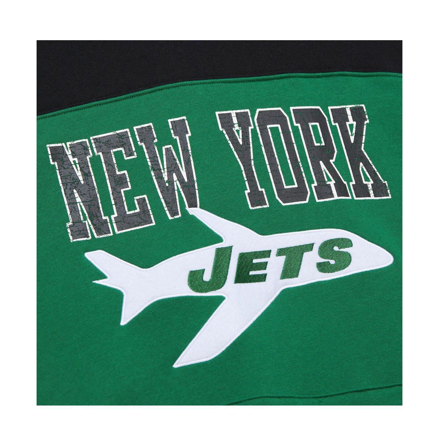 Мужское худи Mitchell & Ness Kelly-Green New York Jets Off Field Vintage-like Logo Short Sleeve Pullover — фото 4