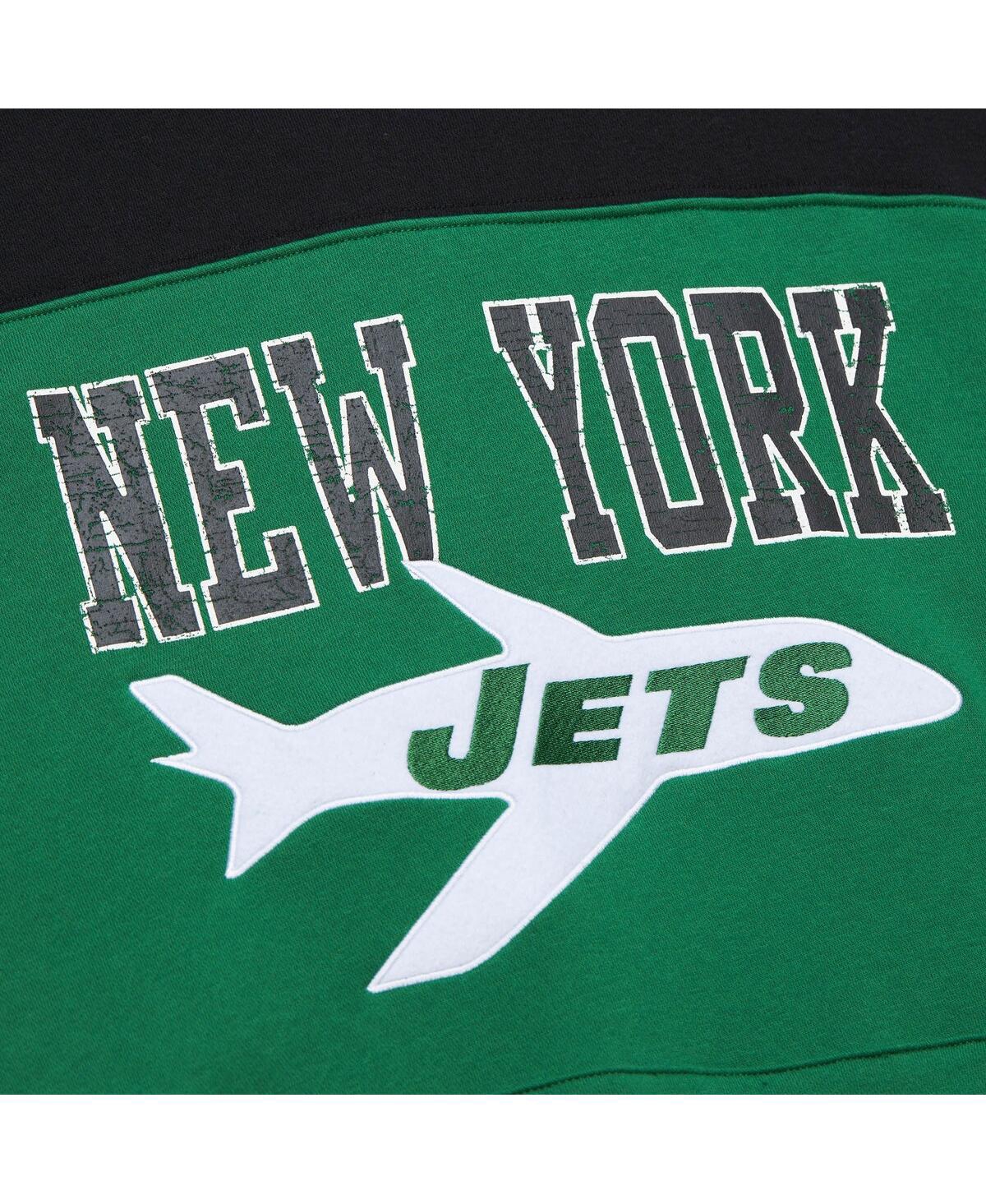 Mitchell & Ness Men's Kelly-Green New York Jets Off Field Vintage-like Logo Short Sleeve Pullover Hoodie