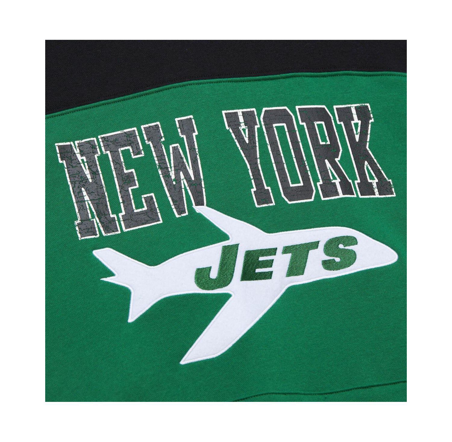 Men's Kelly-Green New York Jets Off Field Vintage-like Logo Short Sleeve Pullover Hoodie