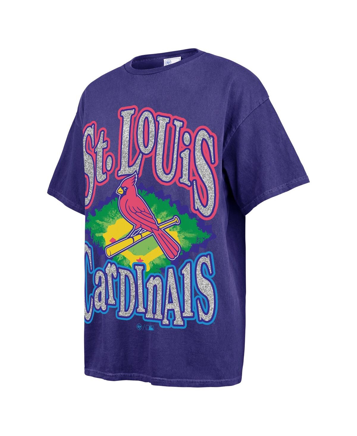 47 BRAND WOMEN'S NAVY ST. LOUIS CARDINALS FLASHING LIGHTS BOYFRIEND T-SHIRT 