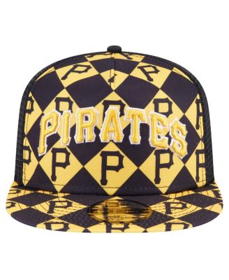 Men's Black Pittsburgh Pirates Seeing Diamonds A-Frame Trucker 9FIFTY Snapback Hat