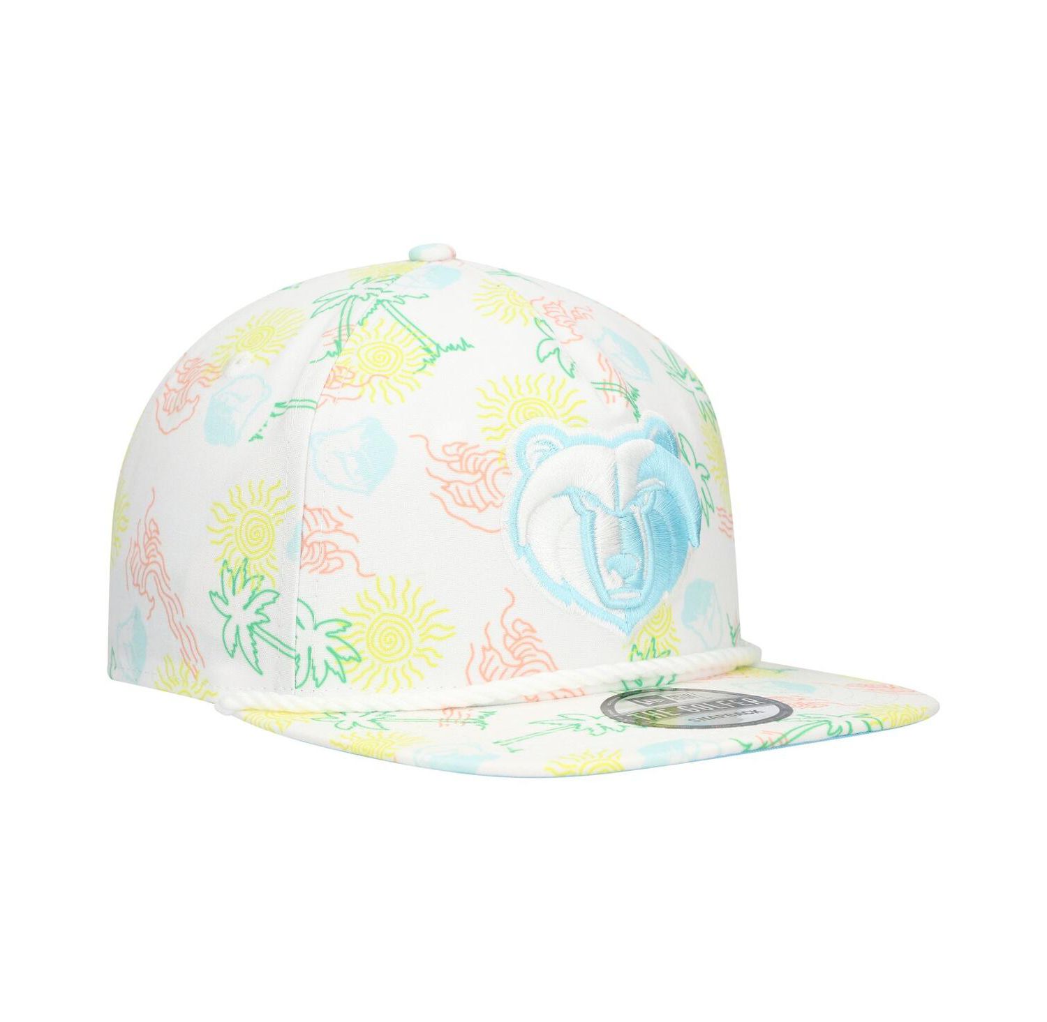 Men's White Memphis Grizzlies Palm Trees and Waves Golfer Adjustable Hat