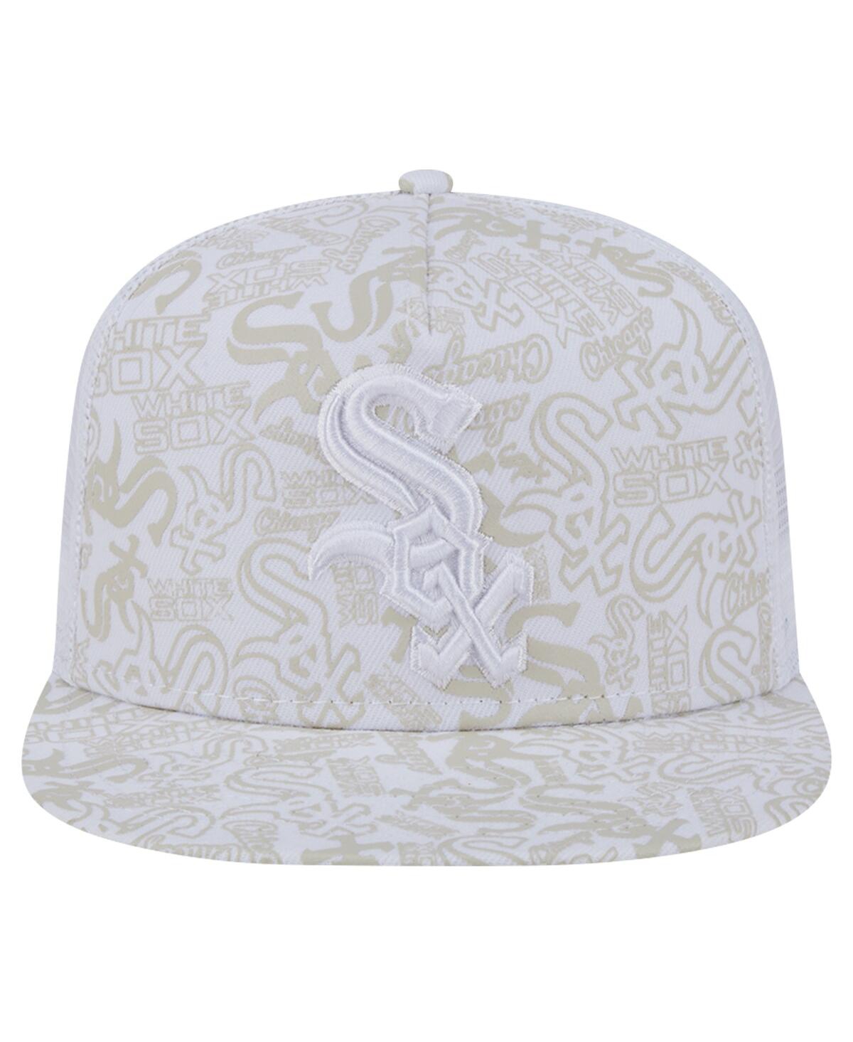 New Era Men's White Chicago White Sox Logo Dunes A-frame Trucker 9fifty Snapback Hat In White