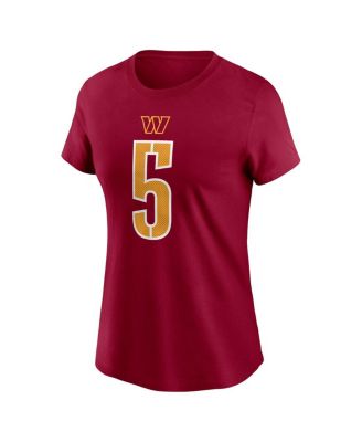 Women's Jayden Daniels Burgundy Washington Commanders 2024 NFL Draft First Round Pick Name Number T-Shirt
