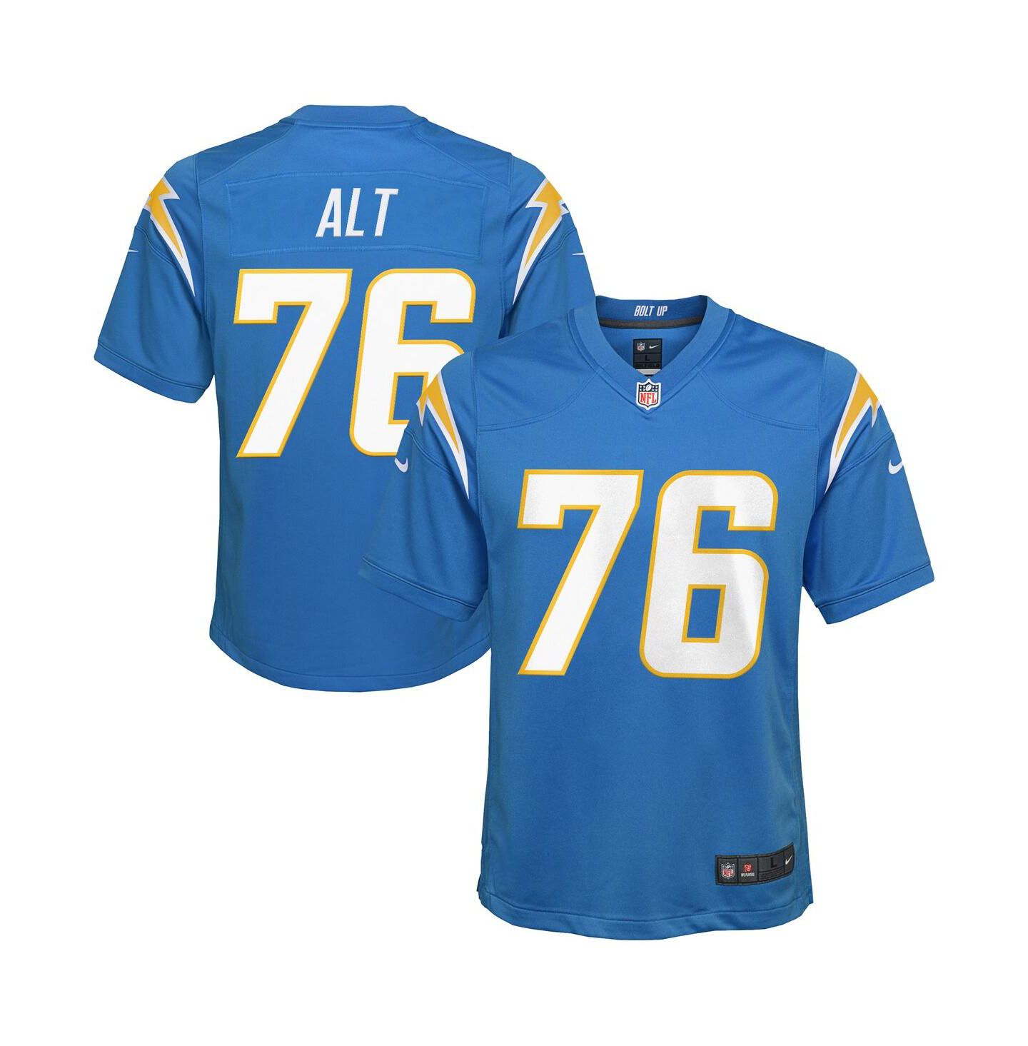 Детское джерси Nike Joe Alt Los Angeles Chargers 2024 NFL Draft Pick Game, Powder Blue — фото 1