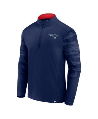 Men's Navy New England Patriots Ringer Quarter-Zip Jacket