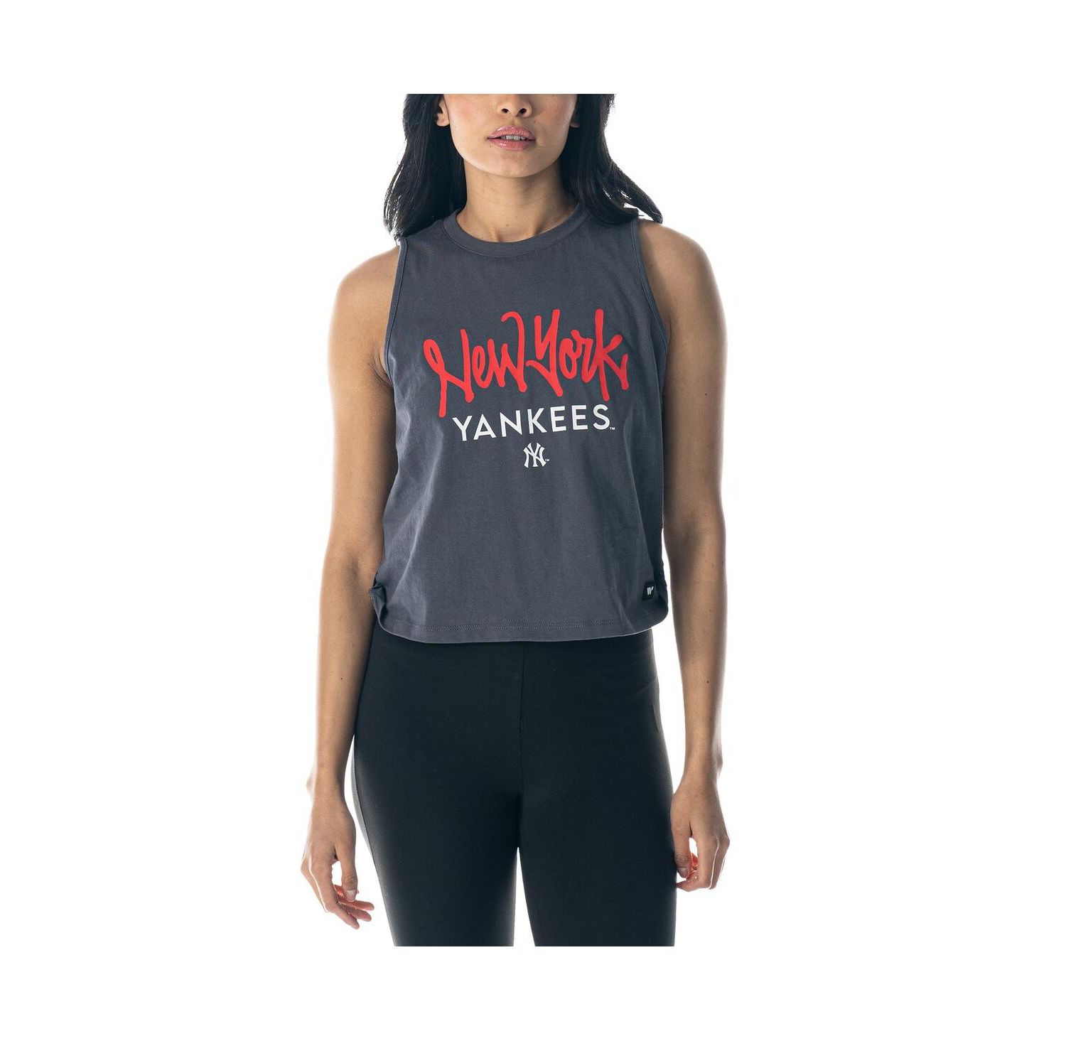 Women's Charcoal New York Yankees Side Knot Tank Top