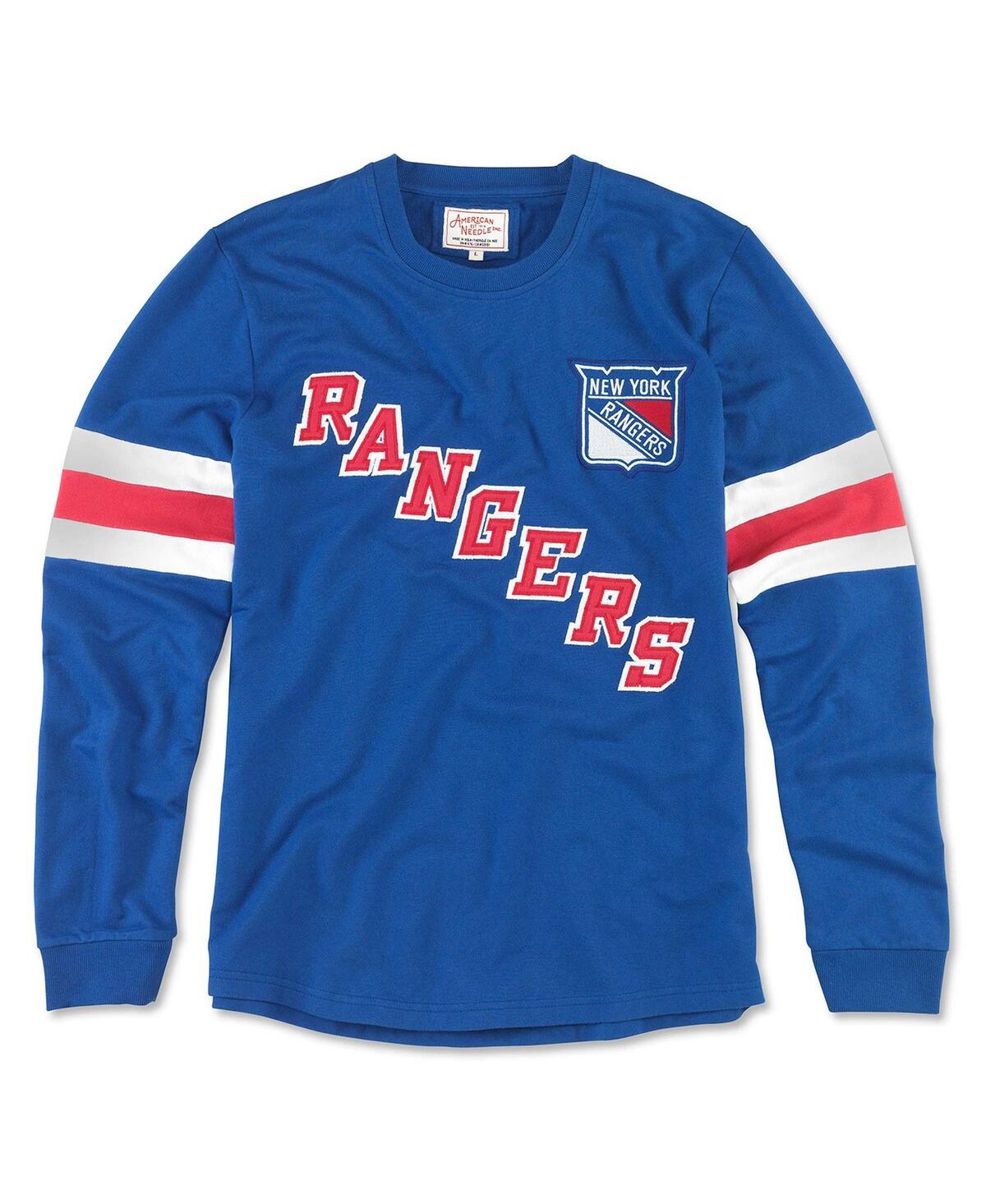 AMERICAN NEEDLE MEN'S BLUE NEW YORK RANGERS SUDBURY LONG SLEEVE T-SHIRT 