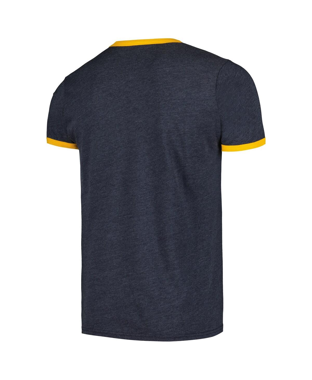 Majestic Men'sMilwaukee Brewers Ringer Tri-Blend T-Shirt - Navy, Yellow