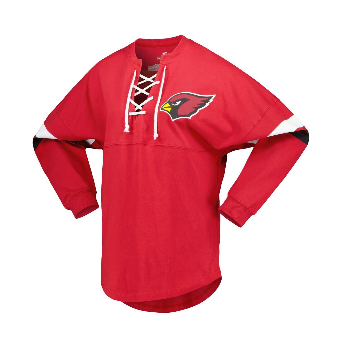 Женская футболка Fanatics Cardinal Arizona Cardinals Spirit Jersey Lace-Up V-Neck Long Sleeve — фото 2