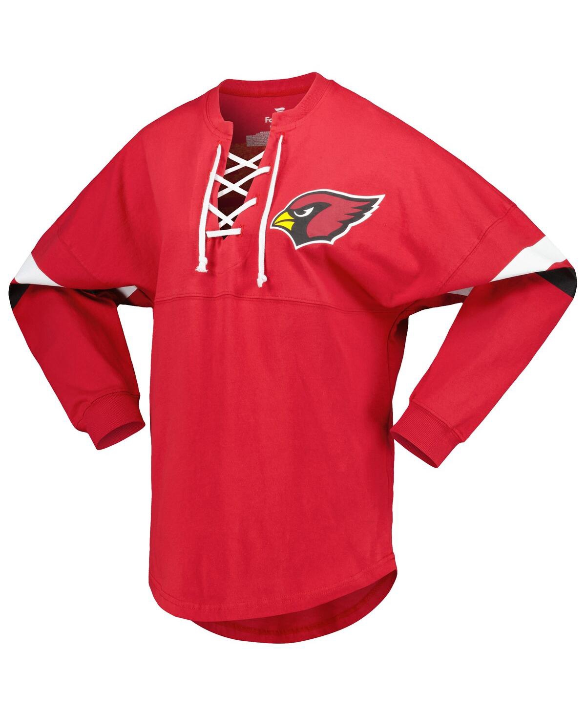 Fanatics Women'sArizona Cardinals Spirit Jersey Lace-Up V-Neck Long Sleeve T-Shirt - Cardinal