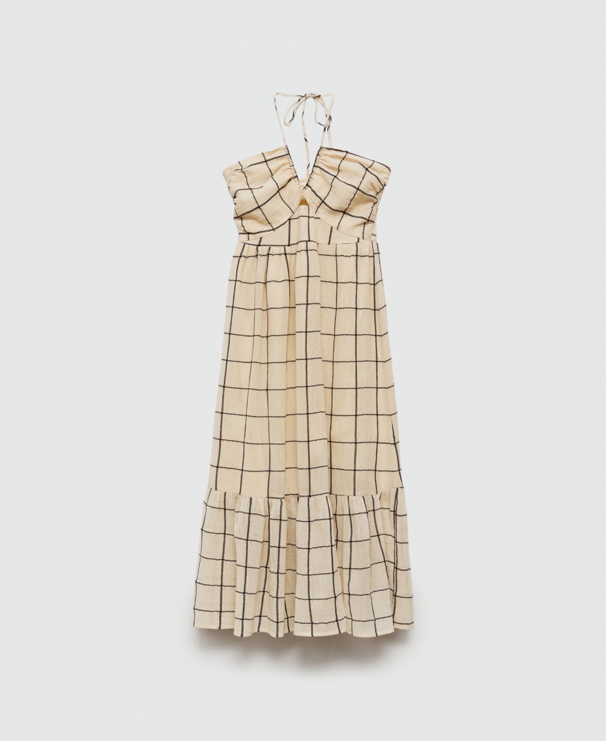 Mango Printed Strap Dress Ecru In Ecru