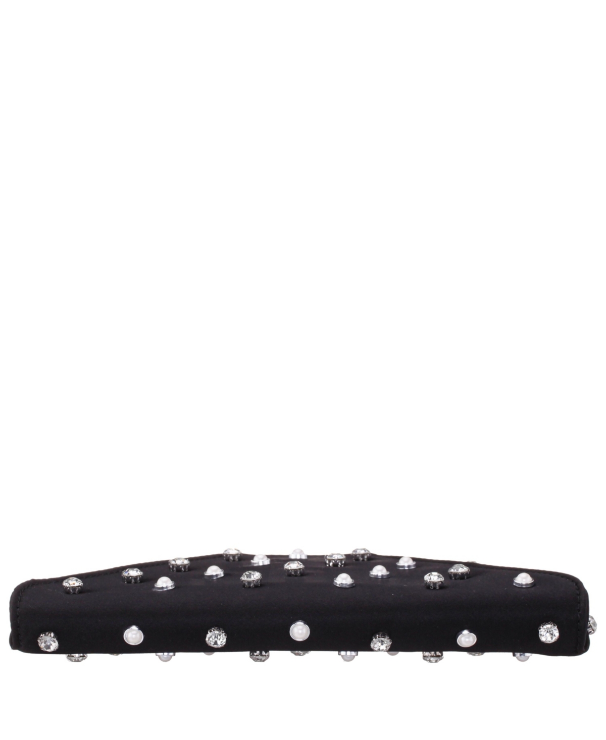Nina Imitation Pearl/crystal Adorned Square Envelope Clutch In Black