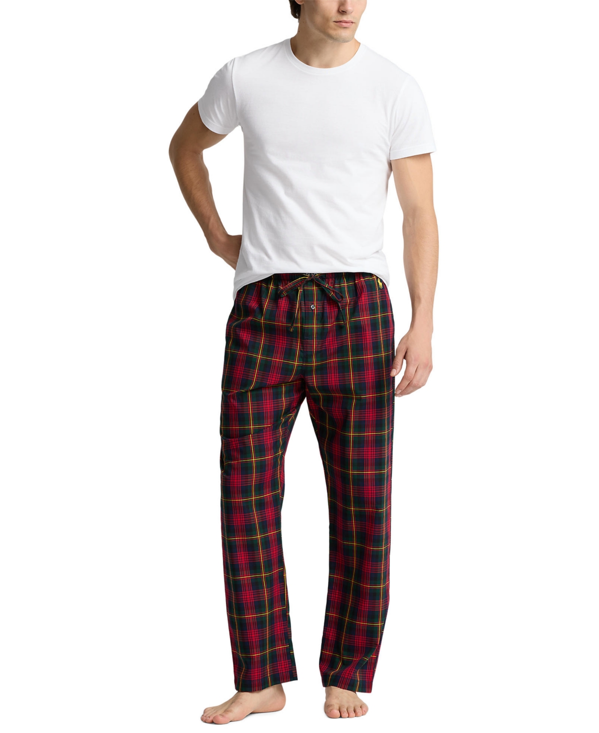Polo Ralph Lauren Men's Woven Plaid Pajama Pants -GOLD BUGLE POLO PLAYER