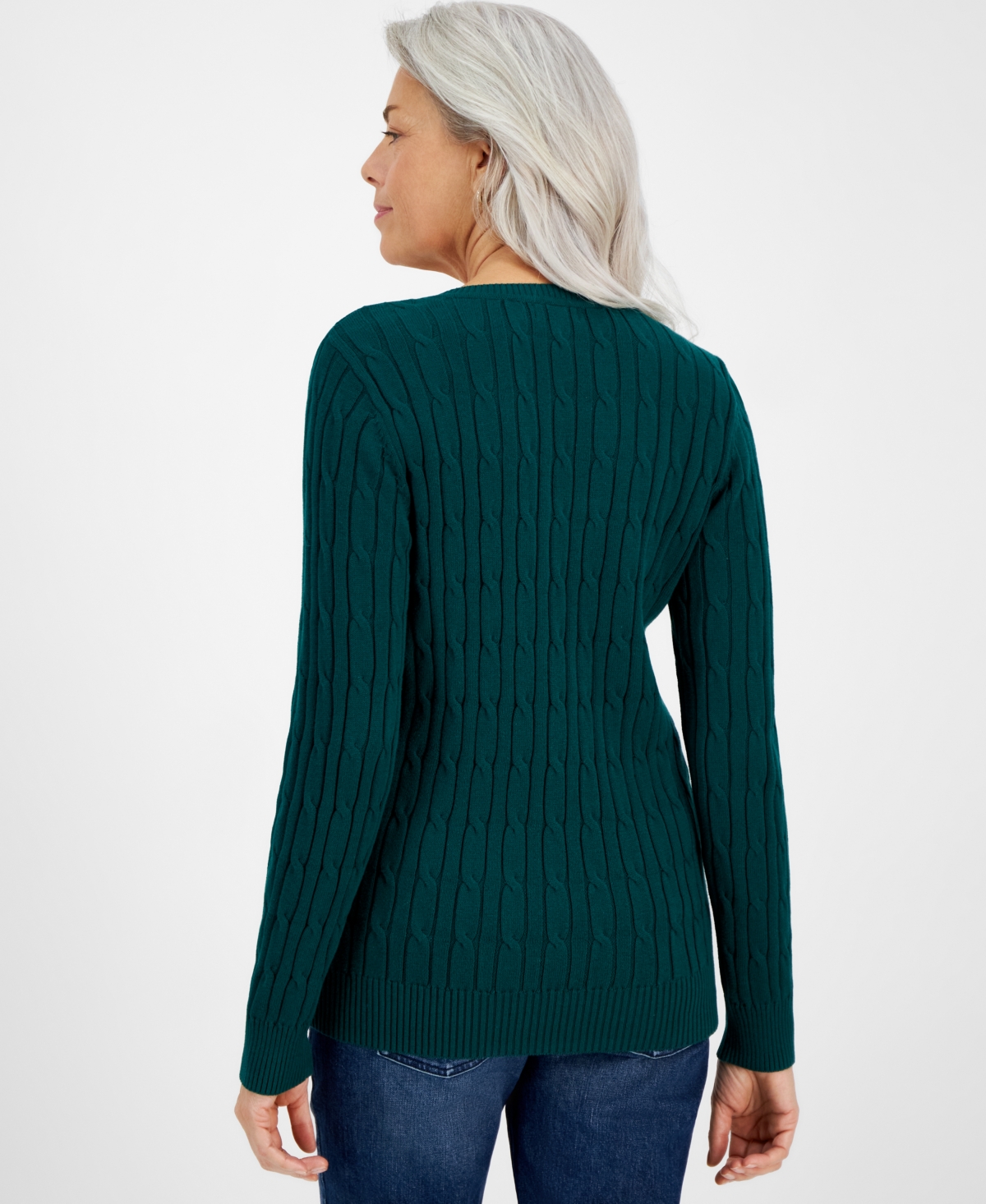 Style & Co Women's Cotton Cable-Knit V-Neck Sweater, Created for Macy's