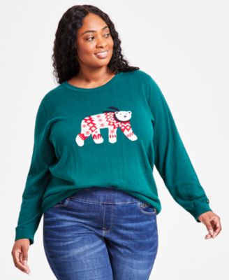 Tommy Hilfiger - Plus Size Cotton Polar Bear Crewneck Sweater